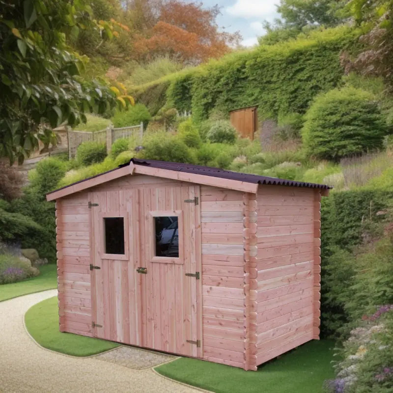 Abri de jardin en Douglas DALIA 5,24m² madriers 20mm + couverture Onduline - HABRITA Ma boutique