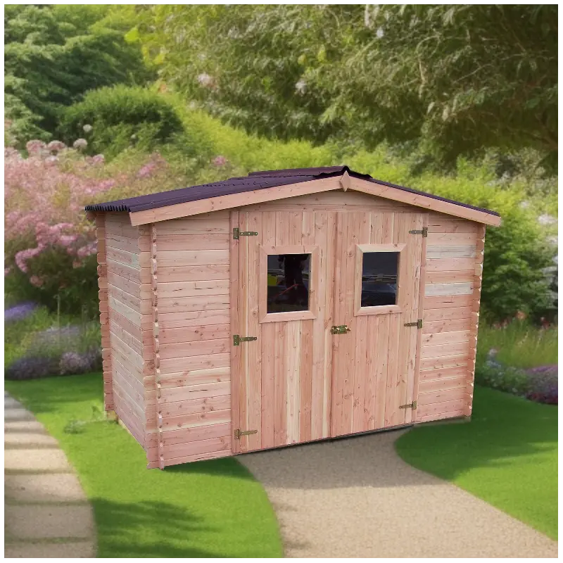 Abri de jardin en Douglas DALIA 5,24m² madriers 20mm + couverture Onduline - HABRITA Ma boutique