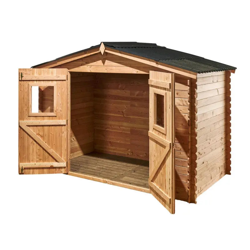 Abri de jardin en Douglas DALIA 5,24m² madriers 20mm + couverture Onduline - HABRITA Ma boutique