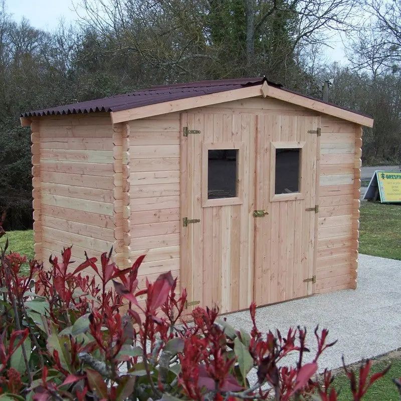 Abri de jardin en Douglas DALIA 5,24m² madriers 20mm + couverture Onduline - HABRITA Ma boutique