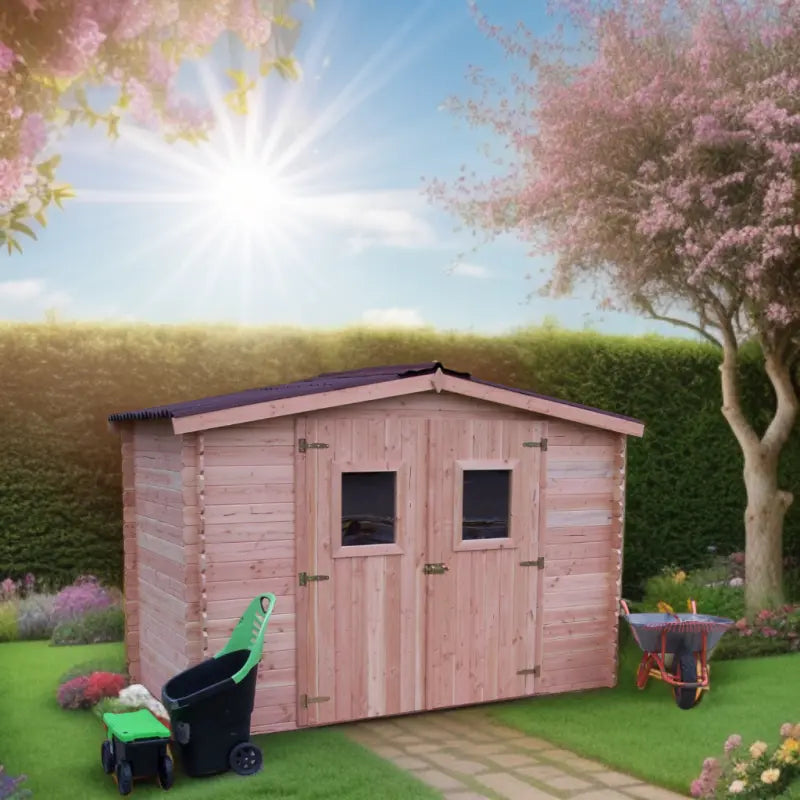 Abri de jardin en Douglas DALIA 5,24m² madriers 20mm + couverture Onduline - HABRITA Ma boutique