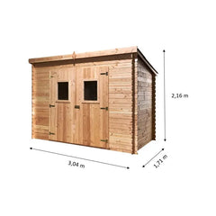 Abri toit monopente en douglas DALMAT 5,2m² madriers 20mm + couverture Onduline - HABRITA Ma boutique