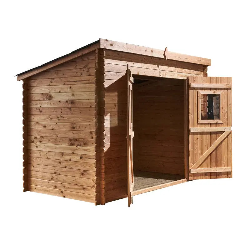 Abri toit monopente en douglas DALMAT 5,2m² madriers 20mm + couverture Onduline - HABRITA Ma boutique