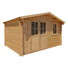 Abri en bois massif 12m² PLUS 28mm traité teinté marron Gardy Shelter Ma boutique