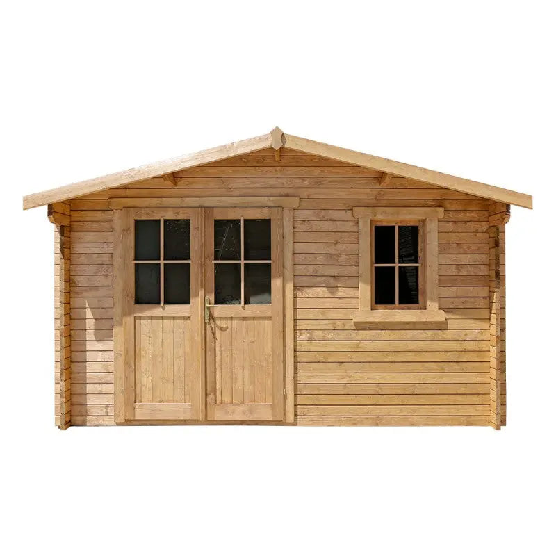 Abri en bois massif 12m² PLUS 28mm traité teinté marron Gardy Shelter Ma boutique