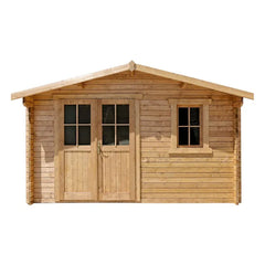 Abri en bois massif 12m² PLUS 28mm traité teinté marron Gardy Shelter Ma boutique