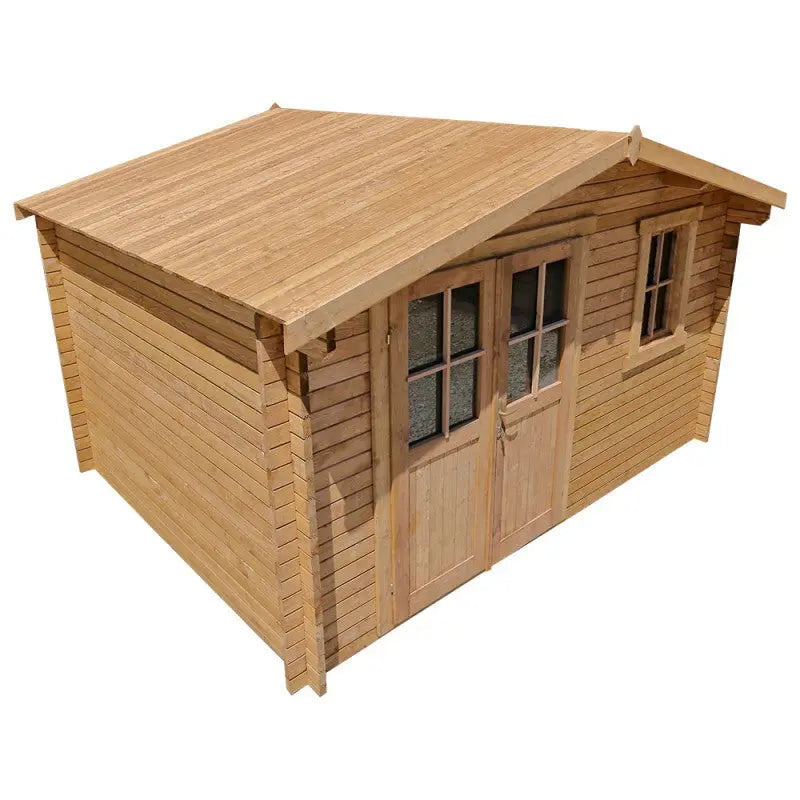 Abri en bois massif 12m² PLUS 28mm traité teinté marron Gardy Shelter Ma boutique