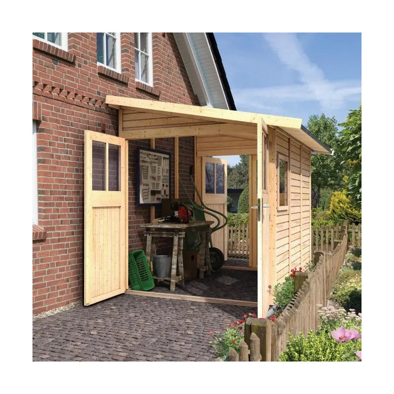 Abri de jardin adossé en bois certifié 6,42m² Juist 3 - Karibu Ma boutique