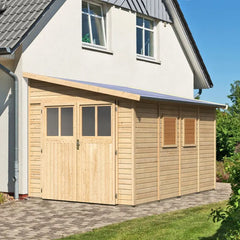 Abri de jardin adossé en bois certifié 8,27m² Bomlitz 4 - Karibu Ma boutique