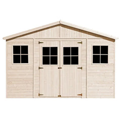 Abri de jardin en panneaux 17mm - 401x395cm - avec plancher - Timbela Ma boutique