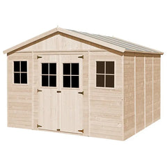 Abri de jardin en panneaux 17mm - 401x395cm - avec plancher - Timbela Ma boutique