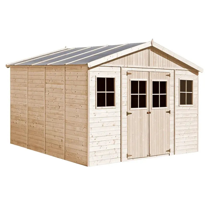 Abri de jardin en panneaux 17mm - 401x395cm - avec plancher - Timbela Ma boutique