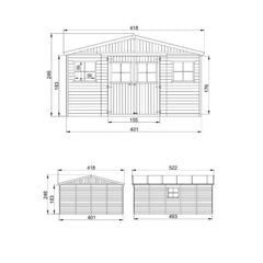 Abri de jardin en panneaux 17mm - 401x493cm - sans plancher - Timbela Ma boutique