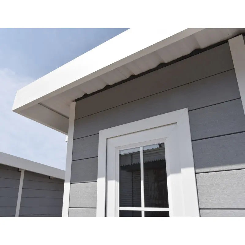 Abri de jardin en bois composite 28mm gris clair 12m² PREMIUM toit plat - Woodlife Garden Ma boutique