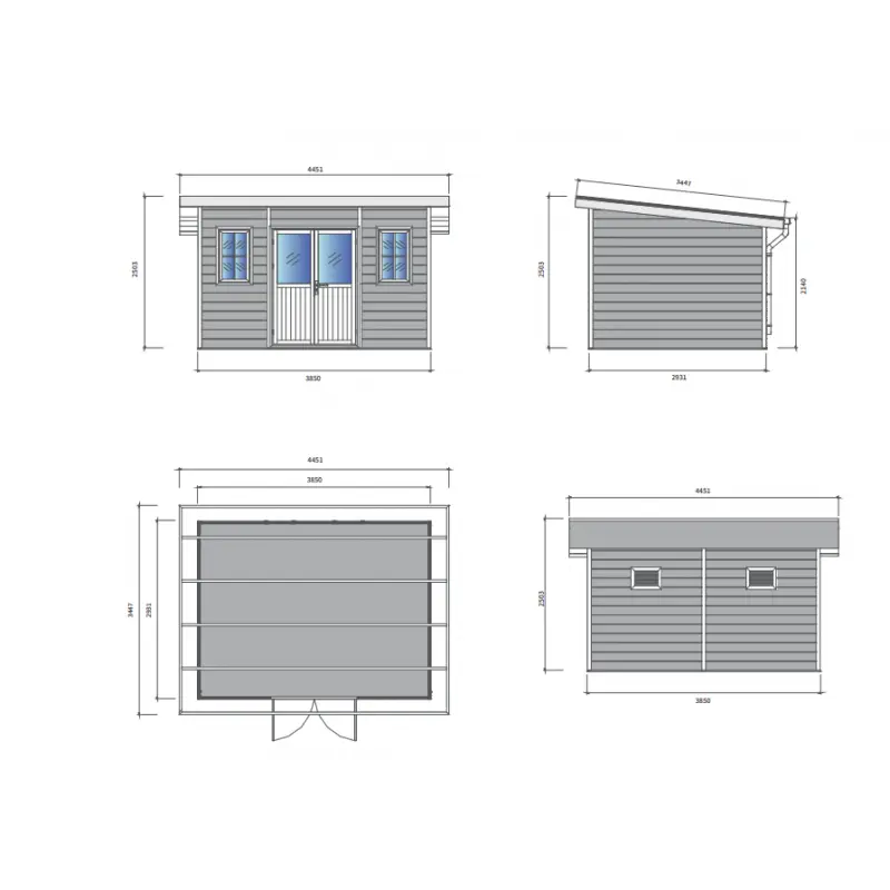 Abri de jardin en bois composite 28mm gris clair 12m² PREMIUM toit plat - Woodlife Garden Ma boutique