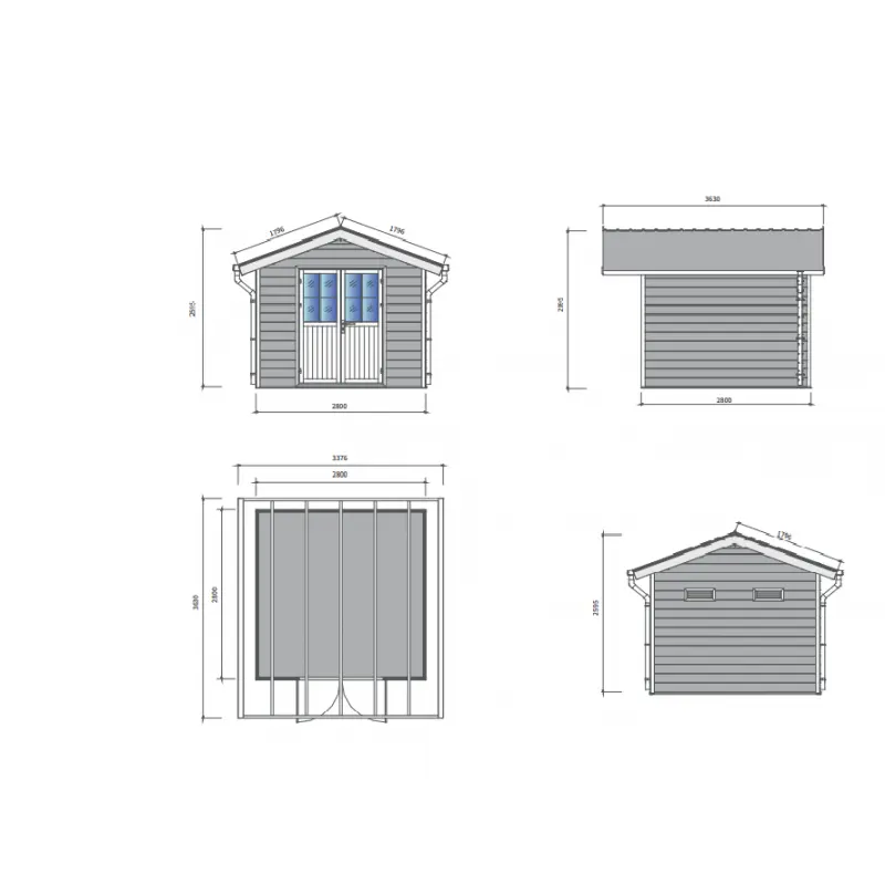 Abri de jardin en bois composite 28mm gris clair 7,78m² PREMIUM - Woodlife Garden Ma boutique