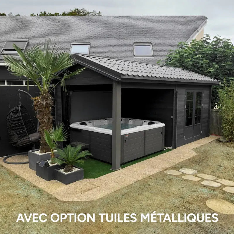 Abri de jardin en bois composite gris foncé 9m² + 9m² terrasse - Woodlife Garden Ma boutique
