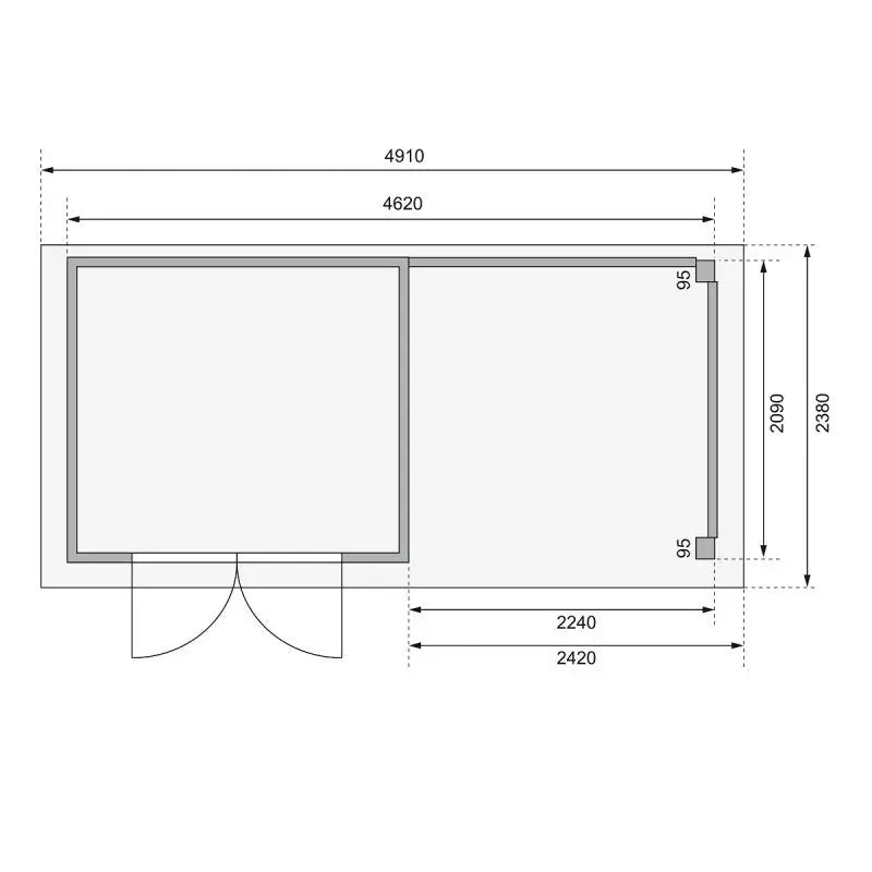 Abri de jardin en bois massif gris terre 5,25m² Kerko 3 avec appentis 240cm – Karibu Ma boutique