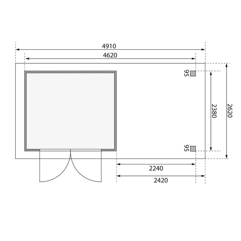 Abri de jardin en bois massif gris terre 5,95m² Askola 3,5 avec appentis 240cm et paroi arrière - Karibu Ma boutique