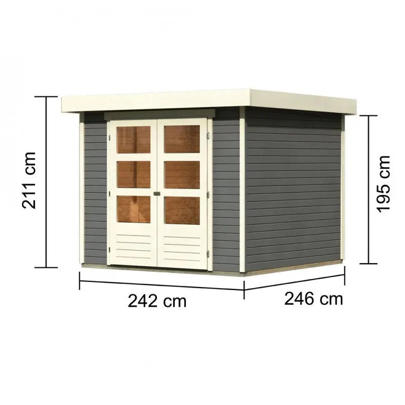 Abri de jardin en bois massif gris terre 5,95m² Askola 3,5 - Karibu Ma boutique