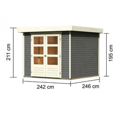 Abri de jardin en bois massif gris terre 5,95m² Askola 3,5 - Karibu Ma boutique