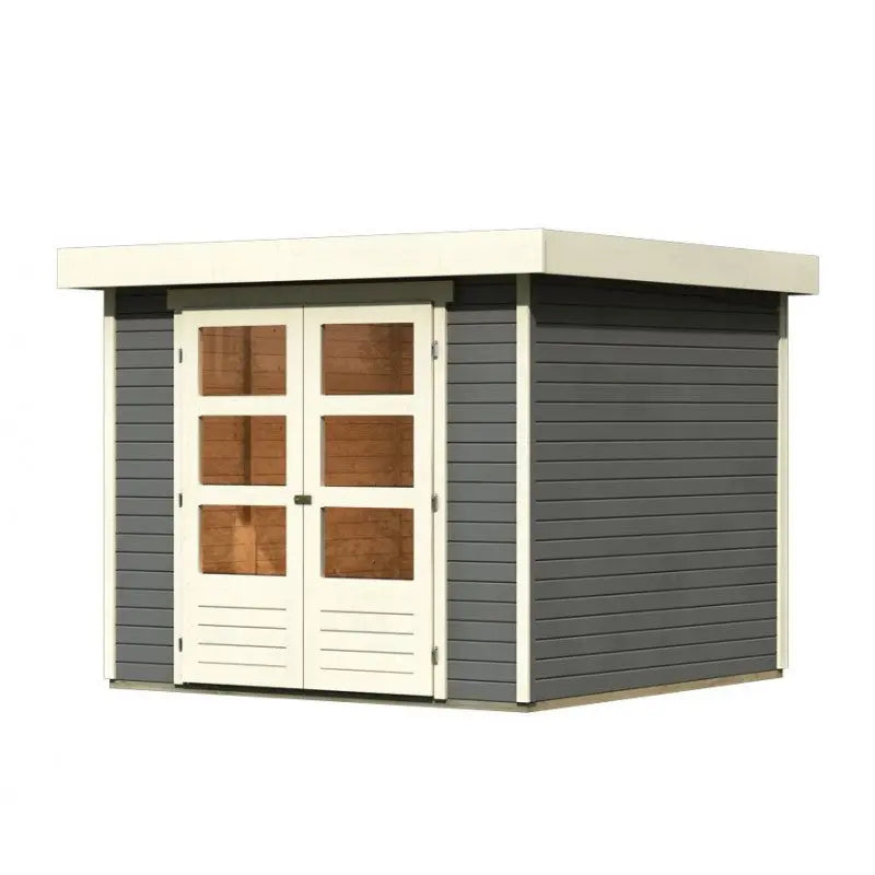 Abri de jardin en bois massif gris terre 5,95m² Askola 3,5 - Karibu Ma boutique