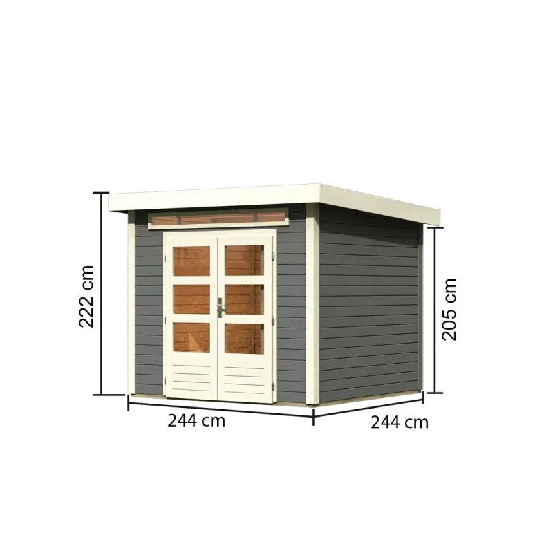 Abri de jardin en bois massif gris terre 5,95m² Kandern 3 – Karibu Ma boutique