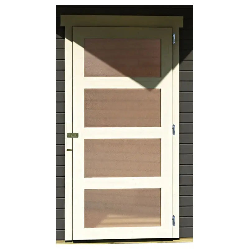 Abri de jardin en bois massif gris terre 5,95m² Schwandorf 5 avec appentis 280cm et paroi arrière – Karibu Ma boutique