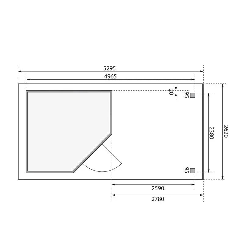 Abri de jardin en bois massif gris terre 5,95m² Schwandorf 5 avec appentis 280cm et paroi arrière – Karibu Ma boutique