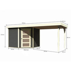 Abri de jardin en bois massif gris terre 5,95m² Schwandorf 5 avec appentis 280cm – Karibu Ma boutique