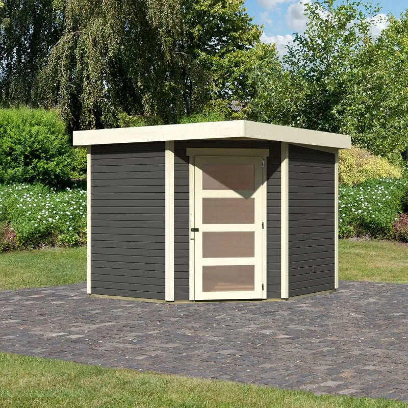 Abri de jardin en bois massif gris terre 5,95m² Schwandorf 5 – Karibu Ma boutique