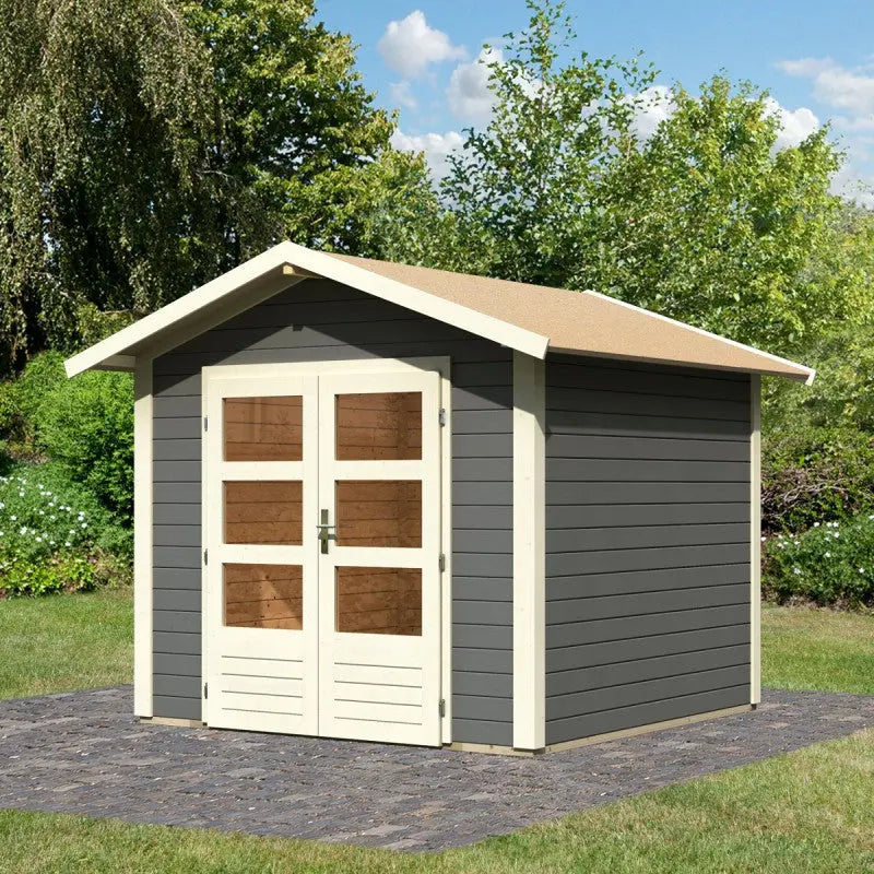 Abri de jardin en bois massif gris terre 5,95m² Talkau 4 – Karibu Ma boutique