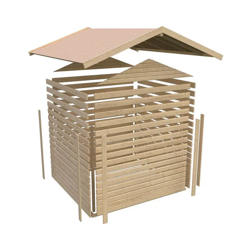 Abri de jardin en bois massif gris terre 6,05m² Amberg 4 – Karibu Ma boutique