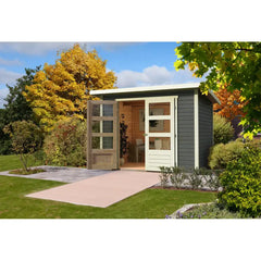 Abri de jardin en bois massif gris terre 6,05m² Stockach 4 – Karibu Ma boutique