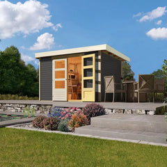 Abri de jardin en bois massif gris terre 6,55m² Askola 4 - Karibu Ma boutique