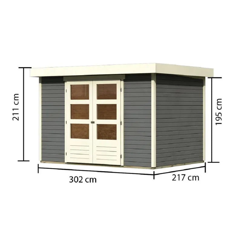 Abri de jardin en bois massif gris terre 6,55m² Askola 4 - Karibu Ma boutique