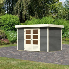 Abri de jardin en bois massif gris terre 6,55m² Askola 4 - Karibu Ma boutique