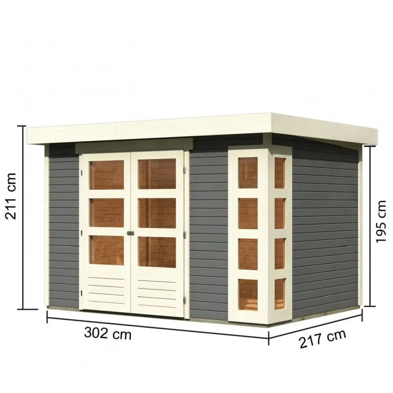 Abri de jardin en bois massif gris terre 6,55m² Kerko 4 – Karibu Ma boutique
