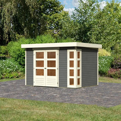 Abri de jardin en bois massif gris terre 6,55m² Kerko 4 – Karibu Ma boutique