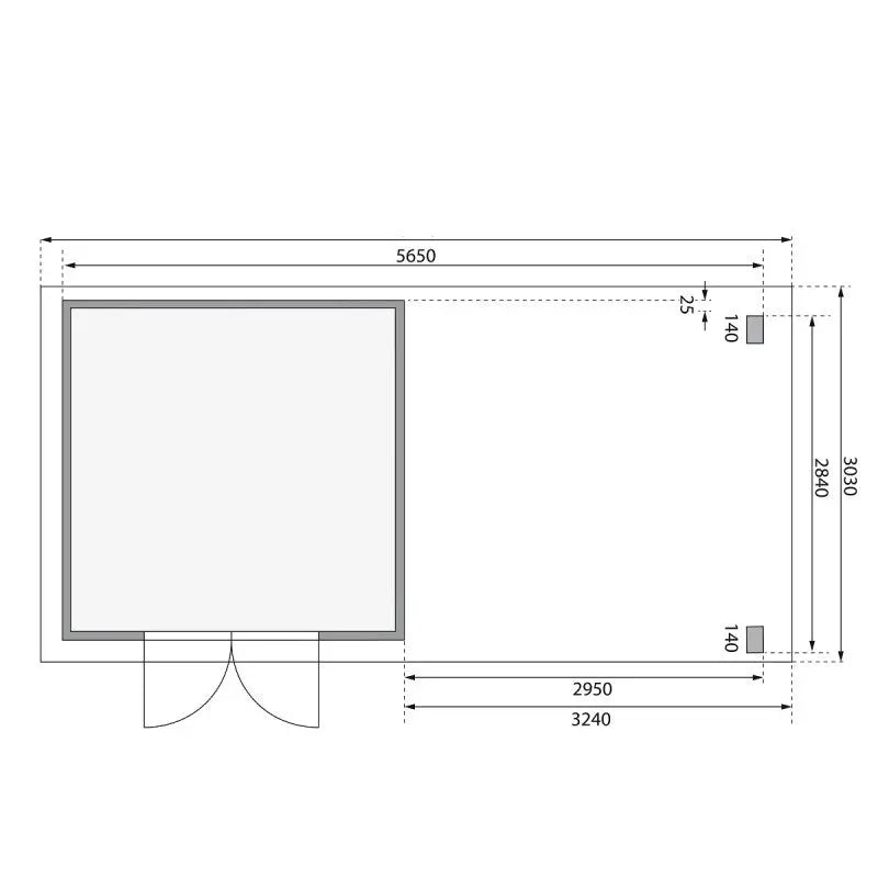 Abri de jardin en bois massif gris terre 7,50m² Kandern 6 avec appentis 320cm et paroi arrière – Karibu Ma boutique