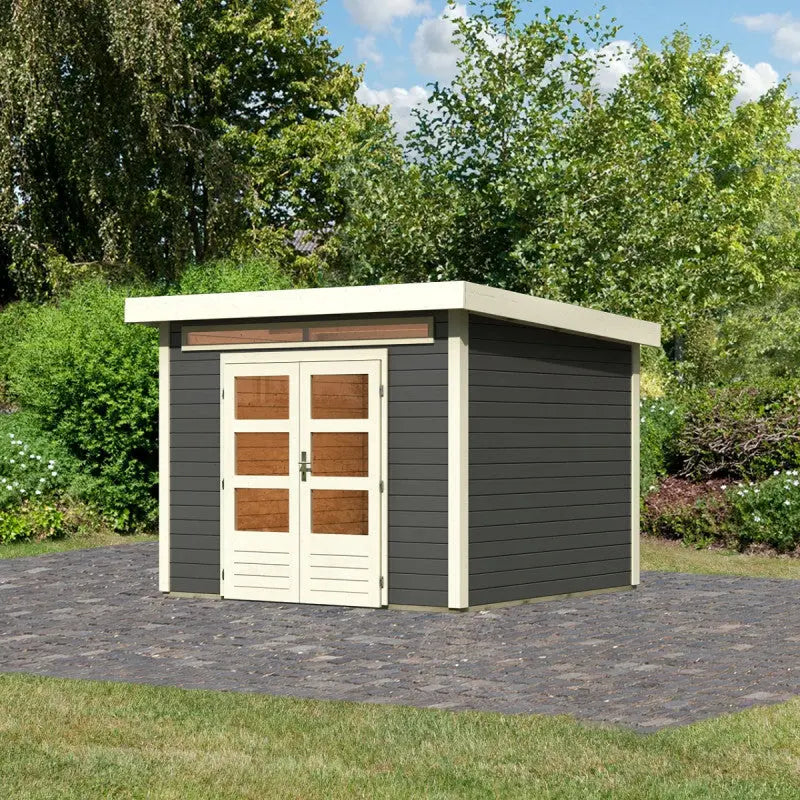 Abri de jardin en bois massif gris terre 7,50m² Kandern 6 – Karibu Ma boutique