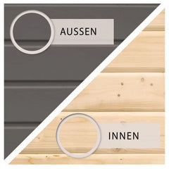 Abri de jardin en bois massif gris terre 7,50m² Kastorf 6 avec appentis 320cm – Karibu Ma boutique