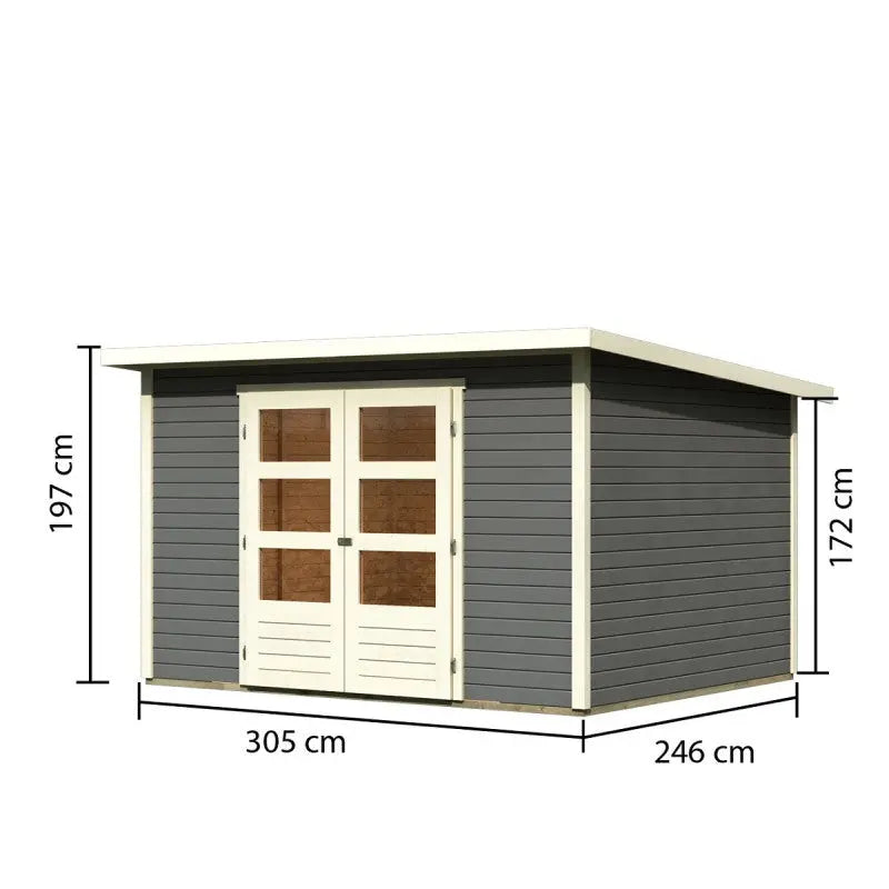 Abri de jardin en bois massif gris terre 7,50m² Stockach 5 – Karibu Ma boutique