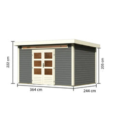 Abri de jardin en bois massif gris terre 8,88m² Kandern 7 – Karibu Ma boutique