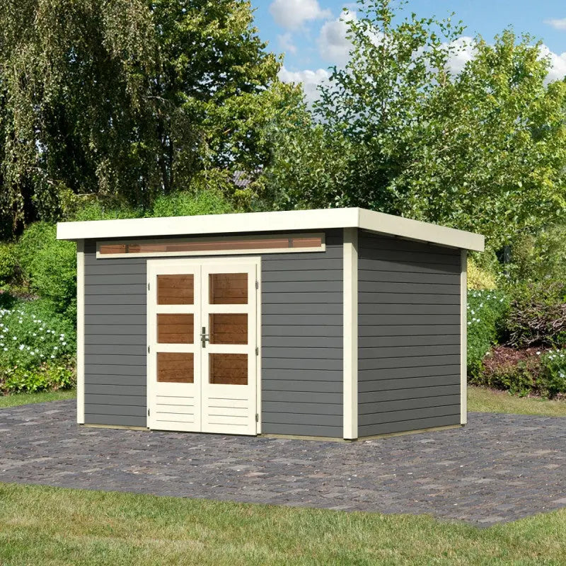 Abri de jardin en bois massif gris terre 8,88m² Kandern 7 – Karibu Ma boutique
