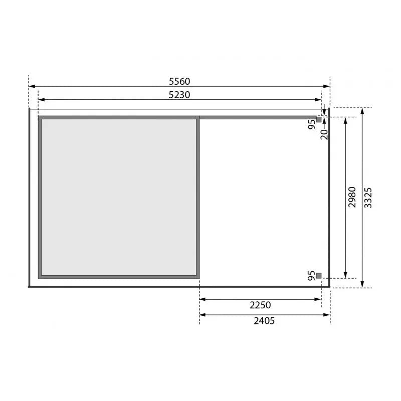 Abri de jardin en bois massif gris terre 9,24m² Askola 6 avec appentis 240cm et paroi arrière - Karibu Ma boutique