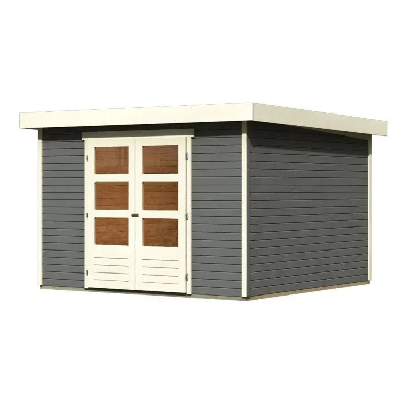 Abri de jardin en bois massif gris terre 9,24m² Askola 6 - Karibu Ma boutique