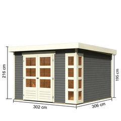 Abri de jardin en bois massif gris terre 9,24m² Kerko 6 – Karibu Ma boutique