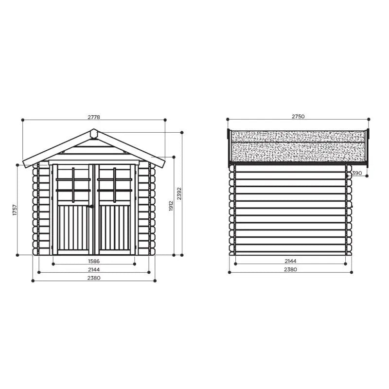 Abri de jardin en bois traité autoclave 28mm Nimes porte double 5,66m² SOLID Ma boutique