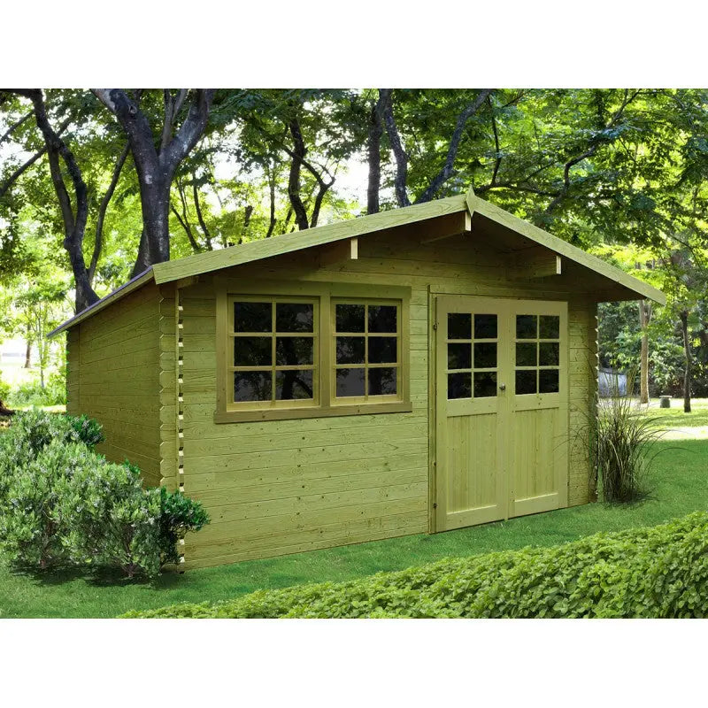 Abri de jardin en bois traité autoclave 28mm Niort avec double porte 12,46m² - SOLID Ma boutique